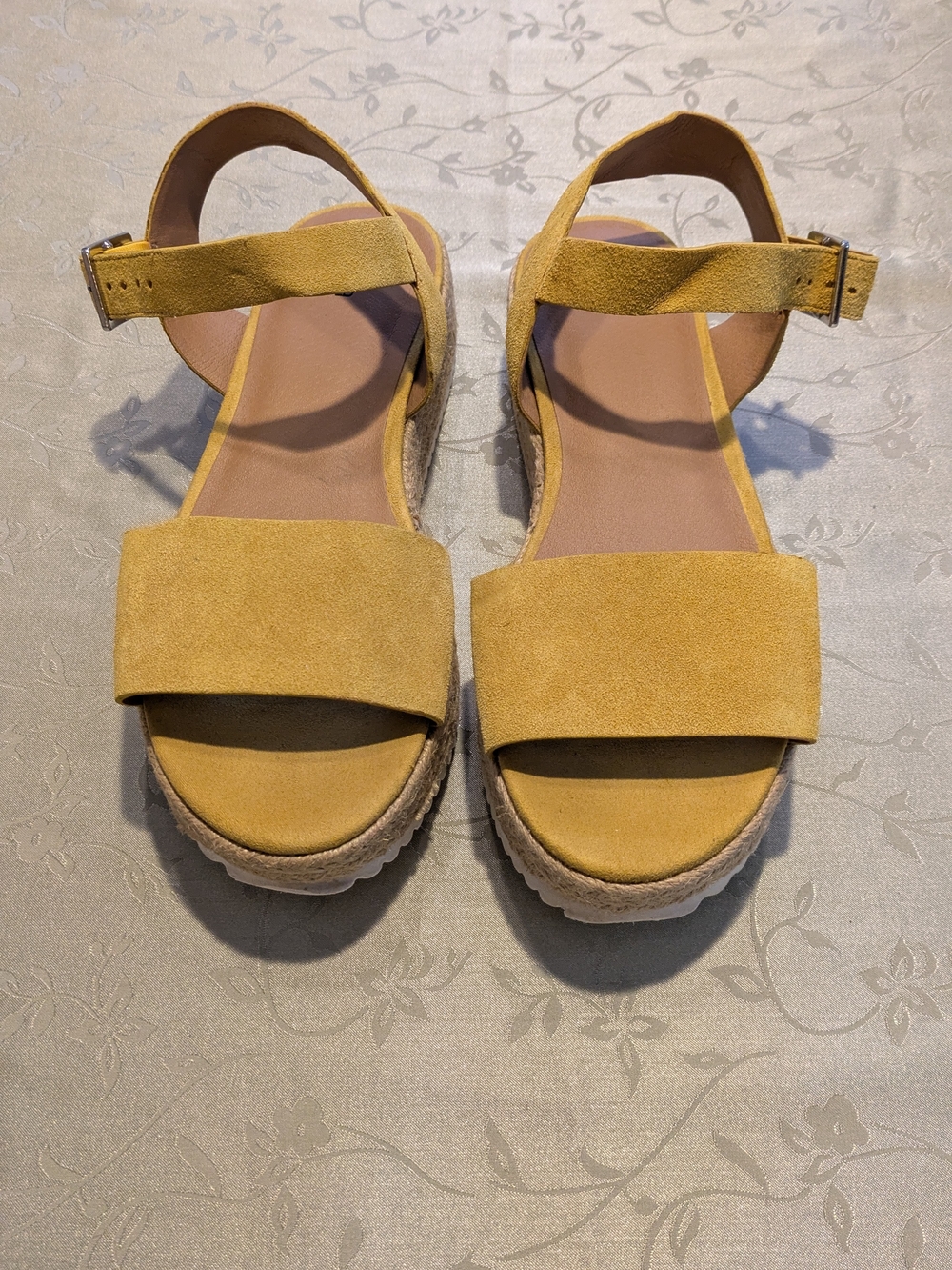 Susina Women's Suede Ankle-Strap Platform Sandals - Mustard Yellow